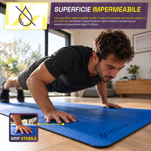6 mm non-slip TPE yoga mat, double-sided with shoulder strap