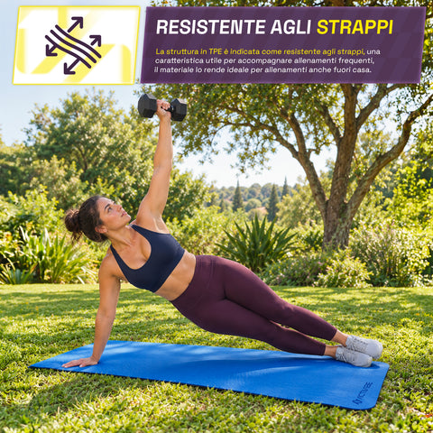 6 mm non-slip TPE yoga mat, double-sided with shoulder strap