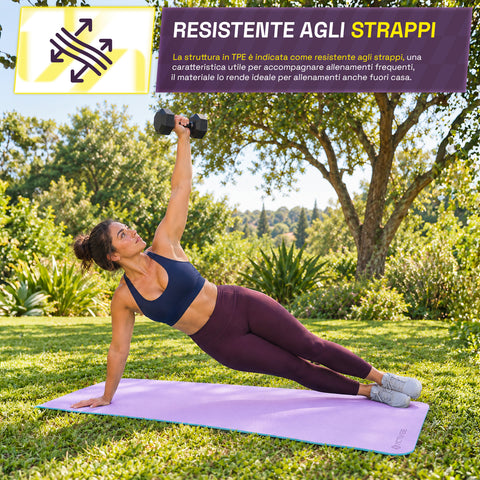 6 mm non-slip TPE yoga mat, double-sided with shoulder strap