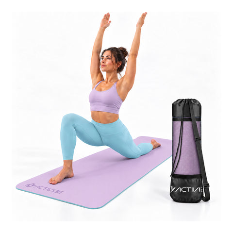 6 mm non-slip TPE yoga mat, double-sided with shoulder strap