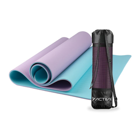 6 mm non-slip TPE yoga mat, double-sided with shoulder strap