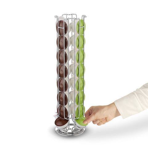 32-Slot Rotating Coffee Capsule Holder, Space-Saving Design