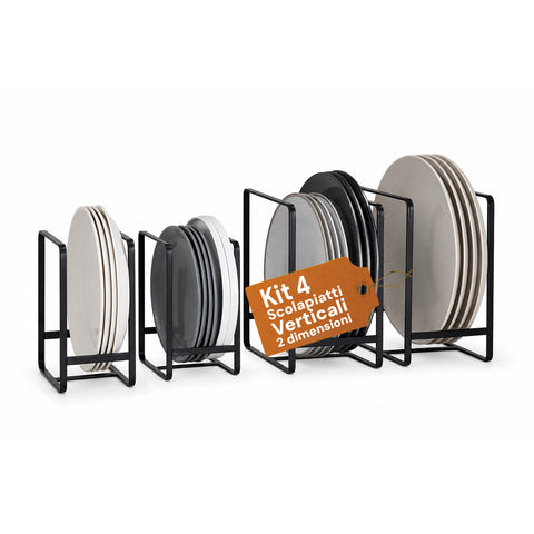 Space-Saving Vertical Dish Racks - Set of 4 Metal Pieces, 2 Sizes
