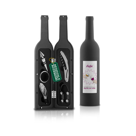 Bottle-Shaped Sommelier Set with Corkscrew and Accessories