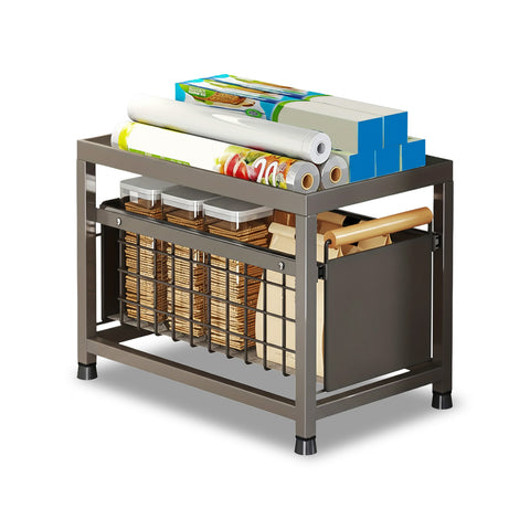 Space-Saving Metal Organizer with 2 Sliding Drawers and Adjustable Height