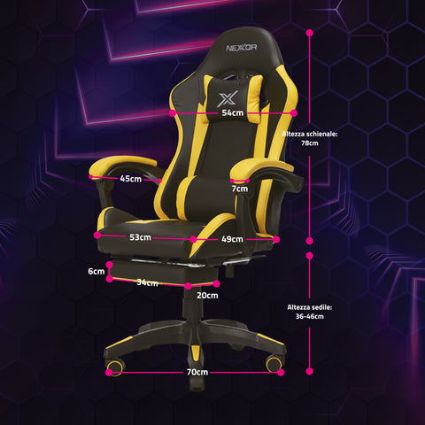 Reclining Gaming Chair with Retractable Footrest, Lumbar Cushion, and Headrest