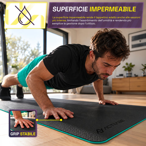 6 mm non-slip TPE yoga mat, double-sided with shoulder strap