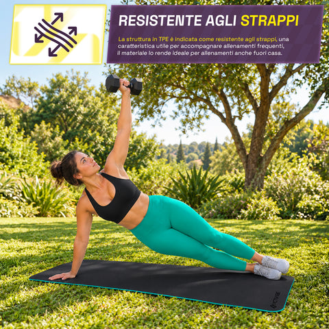 6 mm non-slip TPE yoga mat, double-sided with shoulder strap