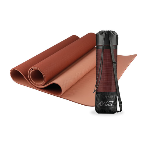 6 mm non-slip TPE yoga mat, double-sided with shoulder strap
