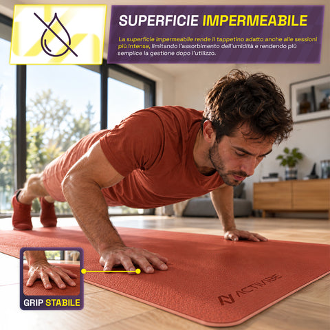 6 mm non-slip TPE yoga mat, double-sided with shoulder strap
