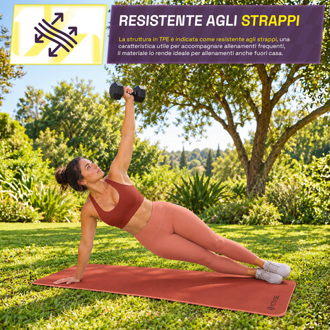 6 mm non-slip TPE yoga mat, double-sided with shoulder strap
