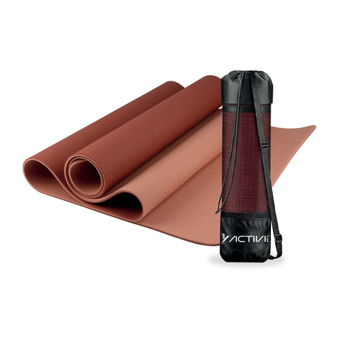 6 mm non-slip TPE yoga mat, double-sided with shoulder strap