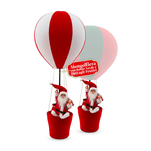 Indoor Christmas Decoration – Hot Air Balloon with Santa Claus and Festive Details