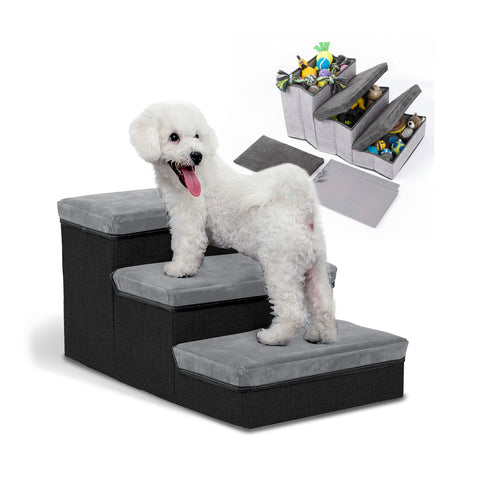 Pet Steps - 3 Padded, Foldable Steps with Storage Compartments