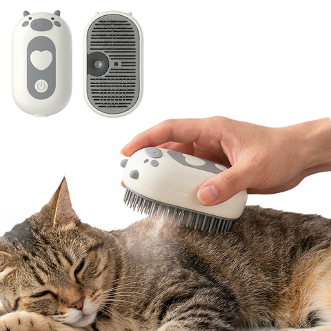 USB-C Rechargeable Steam Brush for Dogs and Cats with Spray Nozzle and Water Compartment, Dimensions 6x5x11cm