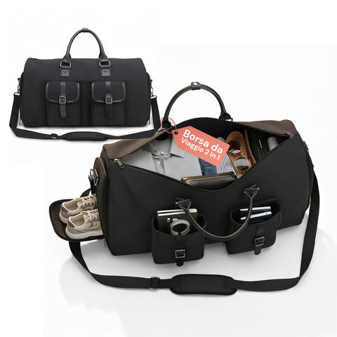 Waterproof Oxford Travel Bag with Shoe Compartment and Multiple Pockets