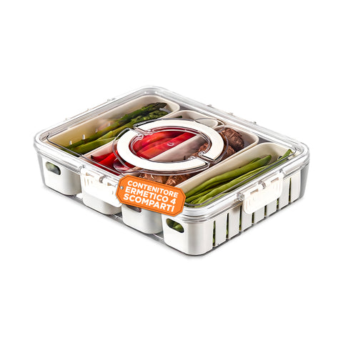 4-Compartment PP Container - Clip Closure and Draining Function