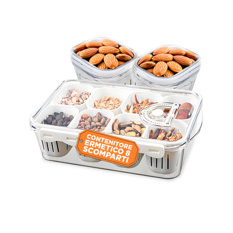 8-Compartment PP Container - Clip Closure and Draining Function