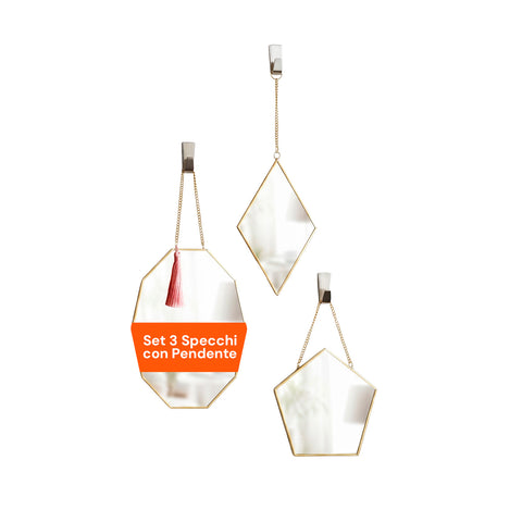 Modern Mirror Set with Iron Frames – Diamond, Rhombus and Pentagon