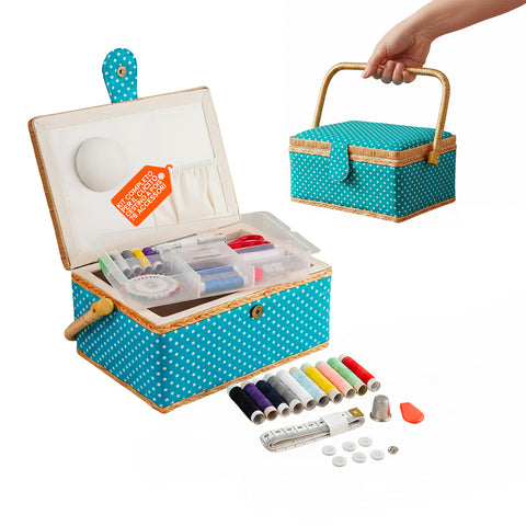 Sewing Basket with 76 Accessories Included and Removable Tray