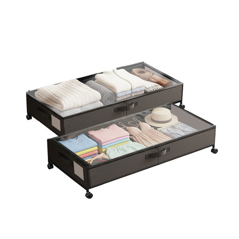 Under-Bed Storage Containers with Wheels - Set of 2 XXL 54L Space-Saving