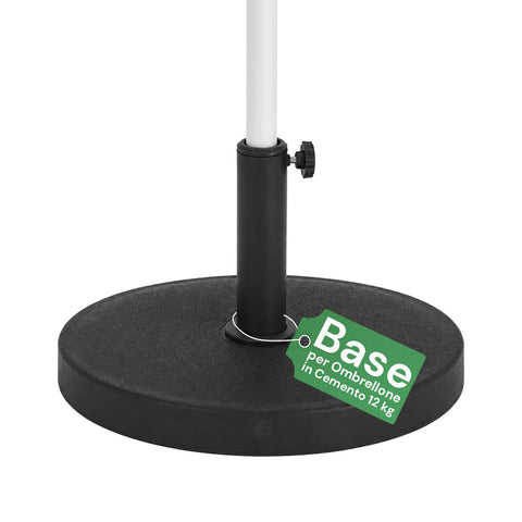 12kg Cement Parasol Base ø42cm Compatible with 38-48mm Poles, Locking Crank Included – Heavy-Duty Stand for Garden and Patio