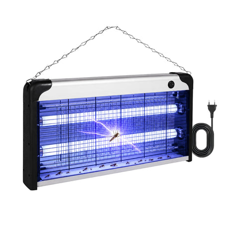 30W Electric Insect Killer Lamp, 60m² Coverage with Removable Tray, 8700h UV LED Mosquito Killer, 1m Cable and Mounting Chain