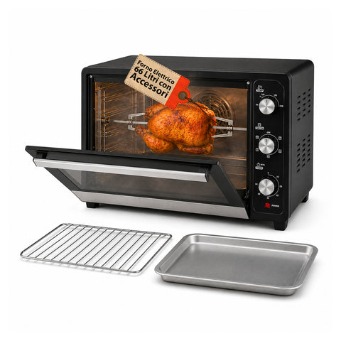 66-Litre Fan-Assisted Electric Oven, 2200 Watt, with Rotisserie and Accessories, 5 Cooking Modes