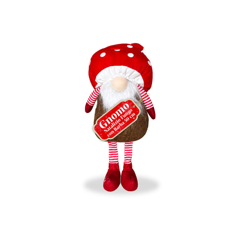 Christmas Mushroom Gnome with Beard 50 cm, Decorative Christmas Ornament