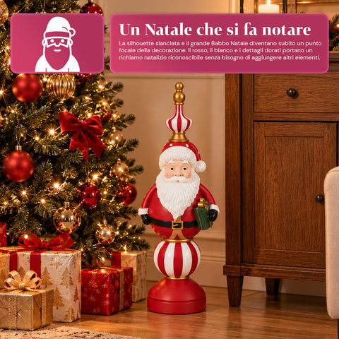 76 cm Resin Christmas Figurine, Santa Claus and Nutcracker Soldier Decoration, White or Red