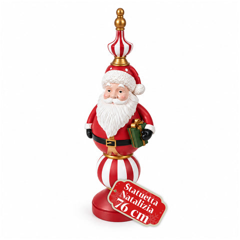 76 cm Resin Christmas Figurine, Santa Claus and Nutcracker Soldier Decoration, White or Red
