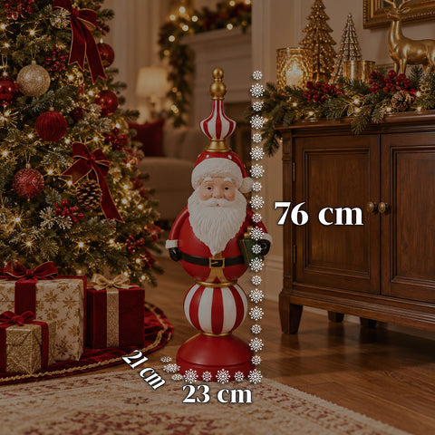 76 cm Resin Christmas Figurine, Santa Claus and Nutcracker Soldier Decoration, White or Red