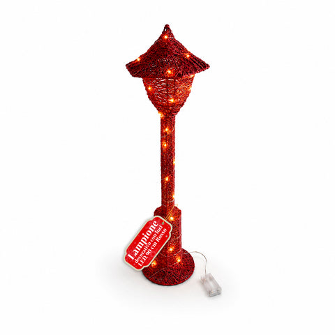 90cm Glittered Decorative Christmas Lamppost with LED Lights –  3 Colors
