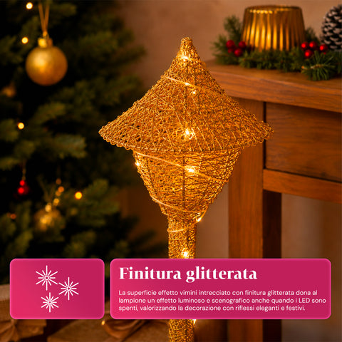 90cm Glittered Decorative Christmas Lamppost with LED Lights –  3 Colors