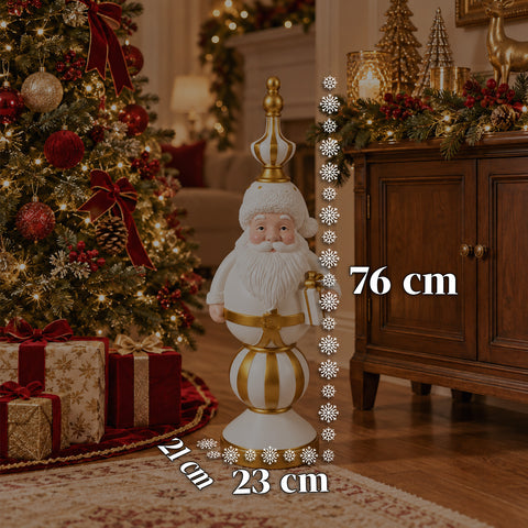 76 cm Resin Christmas Figurine, Santa Claus and Nutcracker Soldier Decoration, White or Red