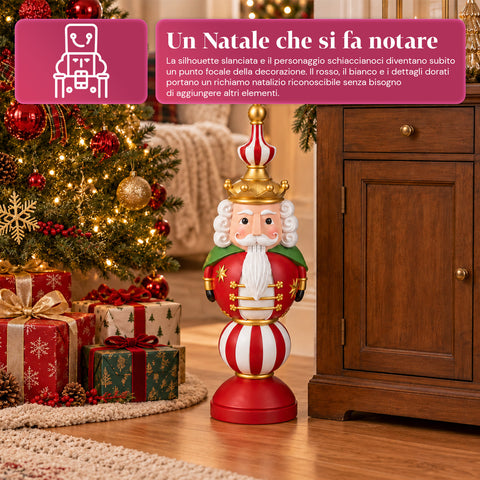 76 cm Resin Christmas Figurine, Santa Claus and Nutcracker Soldier Decoration, White or Red