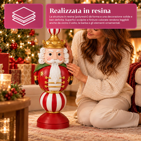 76 cm Resin Christmas Figurine, Santa Claus and Nutcracker Soldier Decoration, White or Red