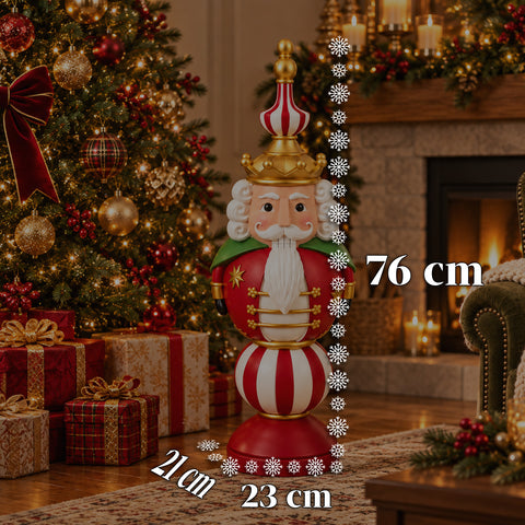 76 cm Resin Christmas Figurine, Santa Claus and Nutcracker Soldier Decoration, White or Red