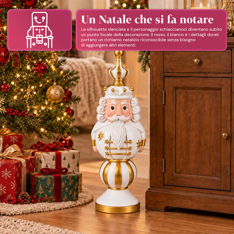 76 cm Resin Christmas Figurine, Santa Claus and Nutcracker Soldier Decoration, White or Red