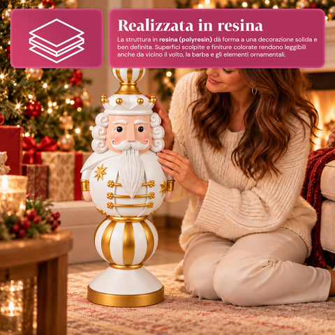 76 cm Resin Christmas Figurine, Santa Claus and Nutcracker Soldier Decoration, White or Red