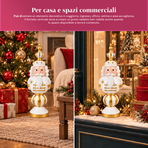 76 cm Resin Christmas Figurine, Santa Claus and Nutcracker Soldier Decoration, White or Red