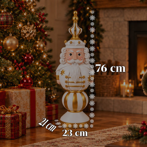 76 cm Resin Christmas Figurine, Santa Claus and Nutcracker Soldier Decoration, White or Red