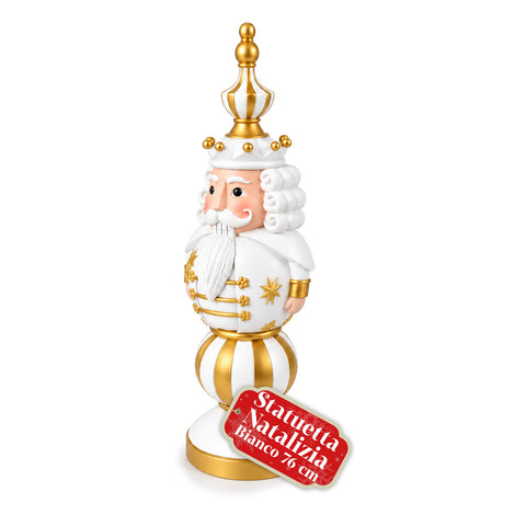 76 cm Resin Christmas Figurine, Santa Claus and Nutcracker Soldier Decoration, White or Red