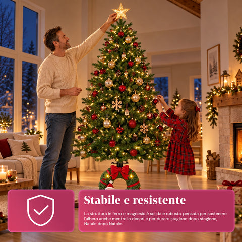 Decorative Christmas tree base, 10 designs, made of iron and magnesium, universal attachment, for trees up to 210 cm, 2 models with LED lights