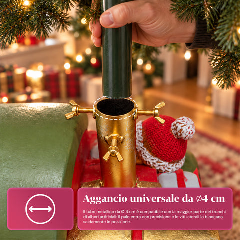 Decorative Christmas tree base, 10 designs, made of iron and magnesium, universal attachment, for trees up to 210 cm, 2 models with LED lights