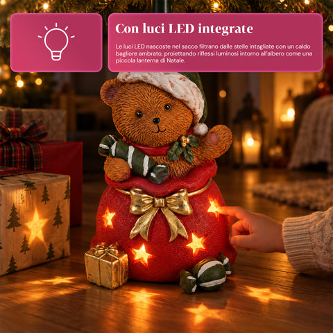 Decorative Christmas tree base, 10 designs, made of iron and magnesium, universal attachment, for trees up to 210 cm, 2 models with LED lights