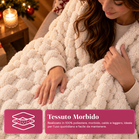 Soft and Cozy Blanket and Slipper Set | Soft Throw 130x160 cm, One-Size Slippers, 4 Colors