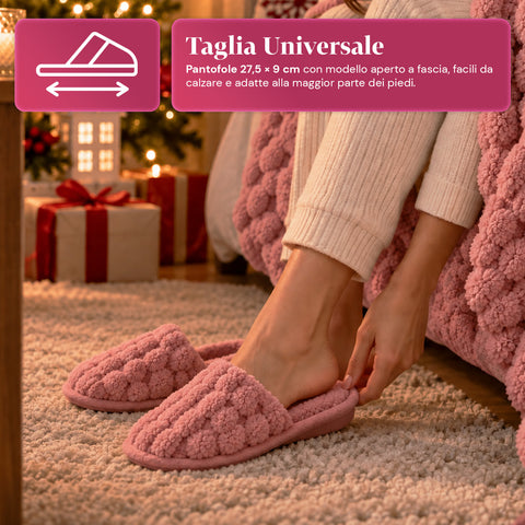 Soft and Cozy Blanket and Slipper Set | Soft Throw 130x160 cm, One-Size Slippers, 4 Colors