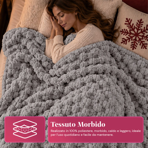 Soft and Cozy Blanket and Slipper Set | Soft Throw 130x160 cm, One-Size Slippers, 4 Colors