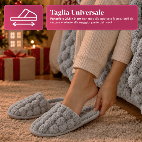 Soft and Cozy Blanket and Slipper Set | Soft Throw 130x160 cm, One-Size Slippers, 4 Colors